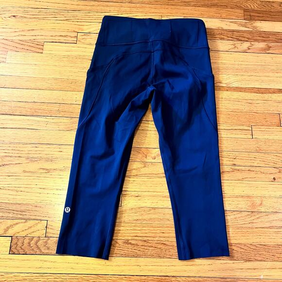 Lululemon Leggings Womens 6 Fast Free Crop Blue Nulux W6AS5S Pockets - Picture 4 of 11